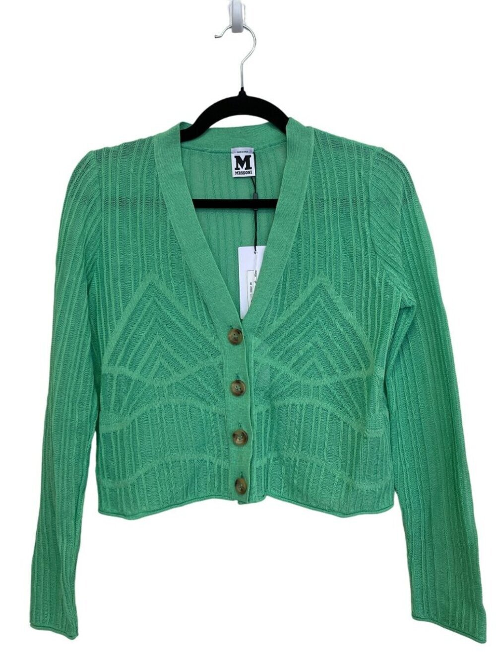 Missoni $310 Green Cropped Lightweight Cardigan Sz 40 US Small / 4